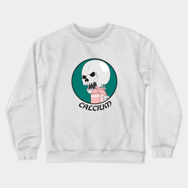 Spooky Calcium Milk Skeleton Halloween Crewneck Sweatshirt by Karlsefni Design